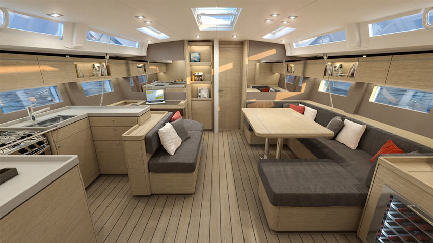 The Oceanis 51.1’s stylish interior only adds to its high-performance design