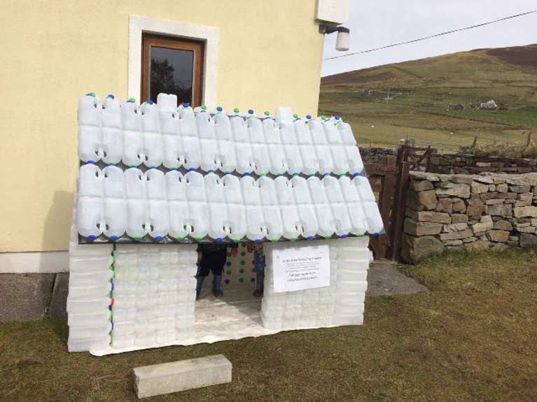 Clare Islanders have built a bungalow from waste plastic bottles