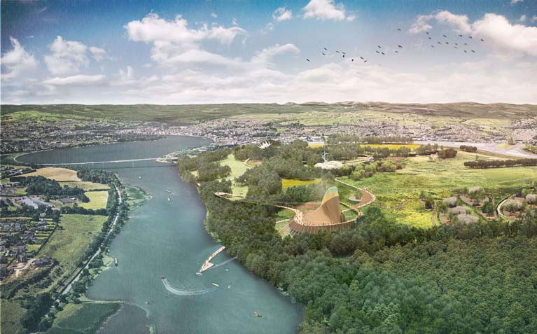 An artist's impression of the Foyle project that plans to transform the banks of the river, linking the Boom Hall and Brook Hall estates