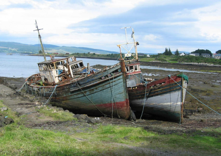 Abandoned fishing boats at Salen on the Isle of Mull