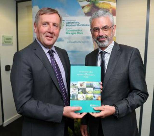 Marine Minister Michael Creed with his department's secretary general Aidan O'Driscoll launching this year's Annual Review and Outlook
