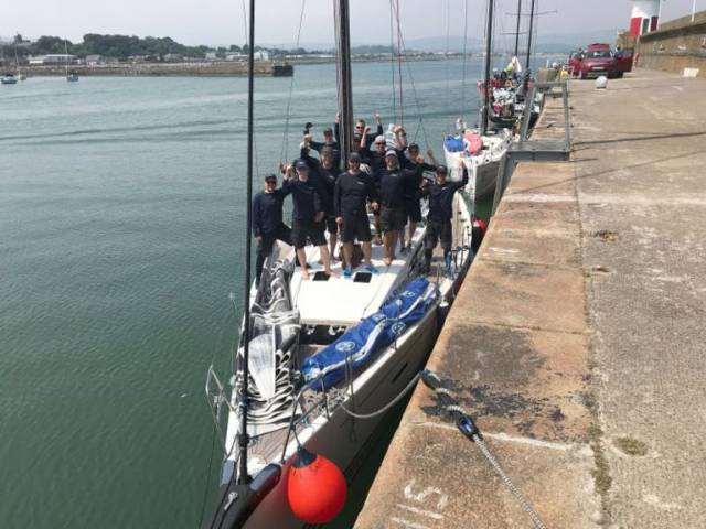 The Winning IRC One in the Volvo Round Ireland Race 2018 in Wicklow Harbour, Arto Linnervuo's Xp-44 Xtra Staerk and the Finnish team from Soukan Venekerho 