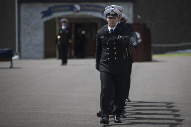 Naval officers at commissioning ceremony held on Haulbowline Naval Base, Cork Harbour