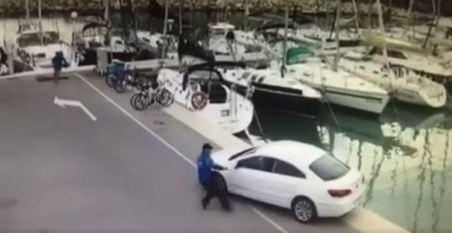 An exposed quayside and a runaway car poses real danger – see full video below
