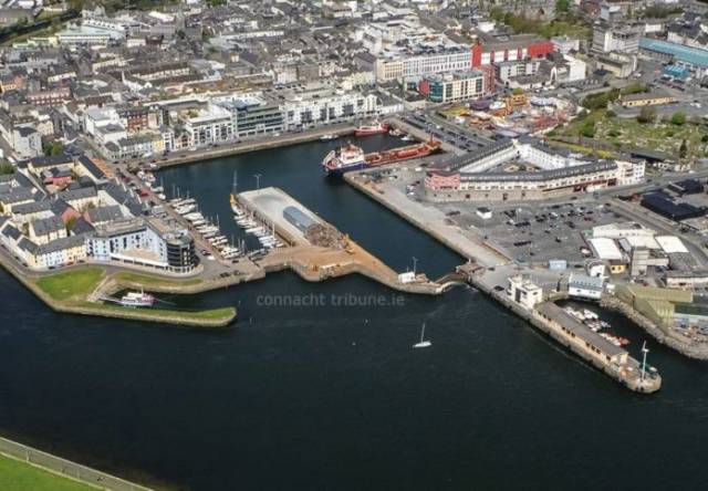 The Dun Aengus Dock of the Port of Galway. Afloat adds in this view is a coastal products tanker, Galway Fisher or Forth Fisher. Both tankers are regular callers from the Whitegate Oil Refinery in Cork Harbour. 