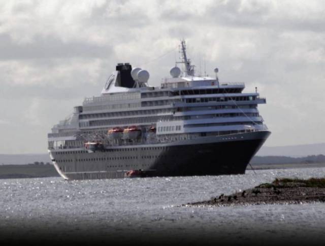 Galway City Council councillors have voted to cut a marketing grant to Galway Port used to attract liner traffic. Above Afloat adds is Holland America Lines Prinsendam at anchorage during a cruise of western seaboard ports.