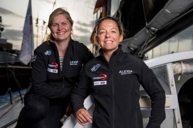 Joan Mulloy (left) & Alexia Barrier on board for the Transat Jacques Vabre on Sunday