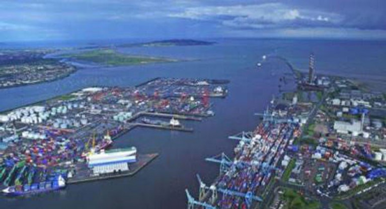 An aerial view of Dublin Port 