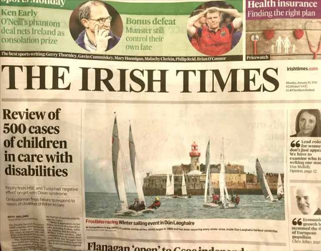 The long running DMYC Frostbite series makes the front page of the Irish Times this morning. The series that is running since 1969 held in harbour racing on Sunday 