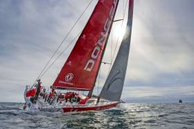 Charles Caudrelier skippers Dongfeng’s upgraded Volvo Ocean 65 off Lisbon