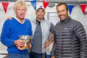 Glandore Harbour Yacht Club&#039;s Lawrie Smith with Gonçalo Ribeiro and Pedro Andrade, the 2018 Etchells European Champions