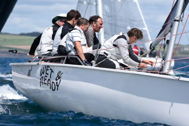 Anthony O'Leary's Wet'n'Ready competing in today's final races of the 1720 European Championships staged as part of the O'Leary Life Sovereign's Cup off Kinsale. Scroll down for more photos