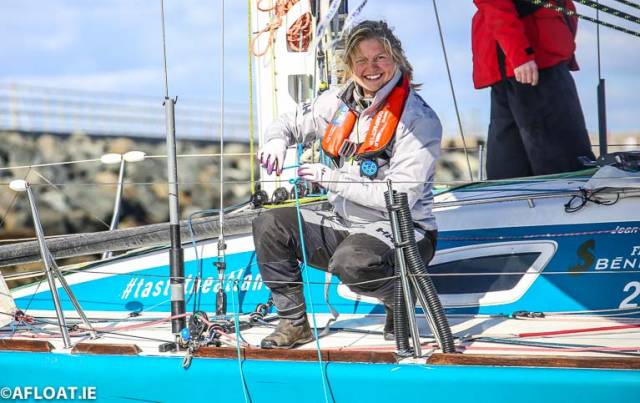 County Mayo's Joan Mulloy arrives at the Royal Irish Yacht Club in Dun Laoghaire