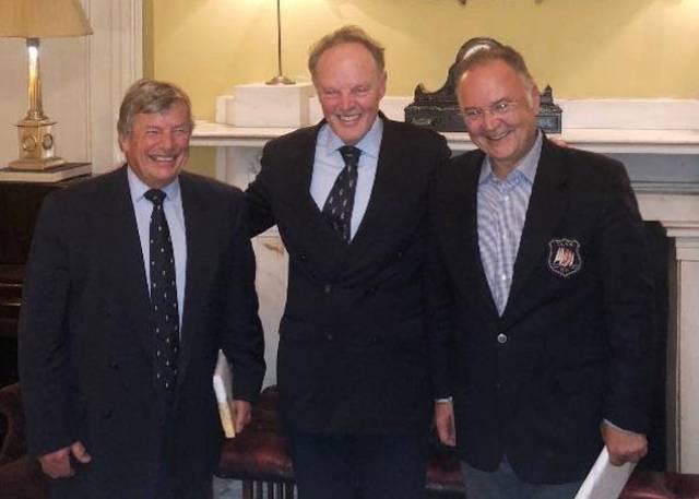 Incoming Chairman Michael Boyd (centre) with Peter Wykeham-Martin and Alp Doguoglu pictured at the Royal Irish Yacht Club in Dun Laoghaire