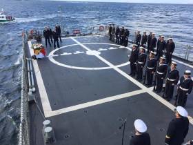 Armada Fleet: Spanish Navy wreath laying ceremony on board Centinela, a fishery patrol vessel off the Sligo coast 