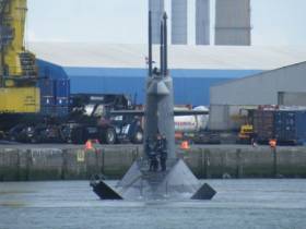 &quot;X&quot; tail configuration at the stern of leadship submarine HNMLS Walrus. A sister HNMLS Bruinvis is this afternoon calling to Cork city quays for the weekend
