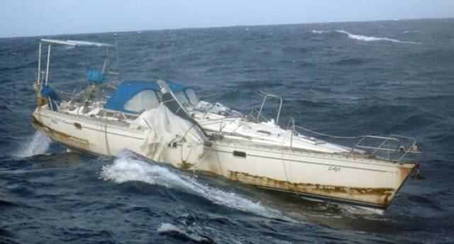 The Sayo yacht, where the sole occupant was unfortunately found dead, in a state of advanced decomposition.