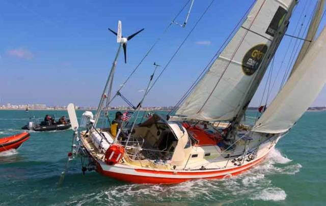 Fourth placed sailor in Golden Globe Race Istan Koper who finished in Les Sables D'Olonne today
