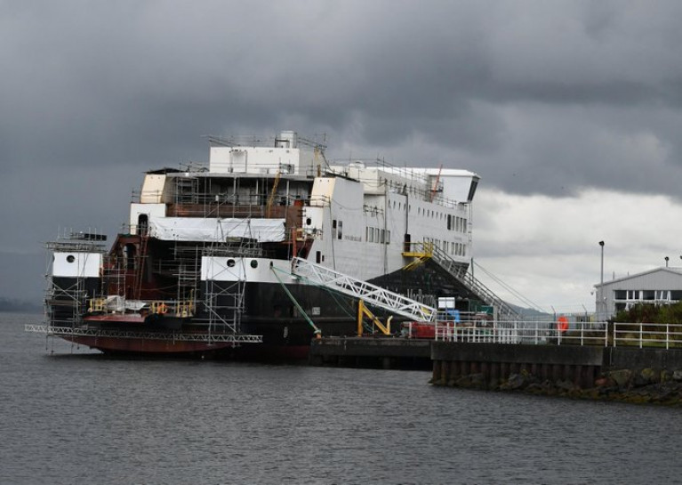The Ferguson shipyard in Port Glasgow, Scotland which was nationalised. Scottish Government officials have denied claims of impropriety in the procurement of two ferries. AFLOAT adds above the first of the pair, Glen Sannox, for operator CalMac's Isle of Arran route from Ardrossan. 