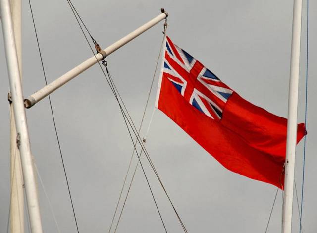 The Red Ensign flying at County Antrim Yacht Club