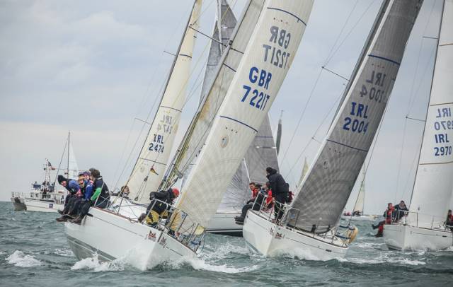 Beneteau 31.7s on the line for a DBSC race start