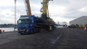 Zorg Ella – a 21 metre barge originally used to transport potatoes in eastern Netherlands was transported by ship to Dublin Port as seen lowered into the water