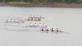 UCC on their way to winning the club coxed four from Trinity, Shandon, Enniskillen and Cork. 
