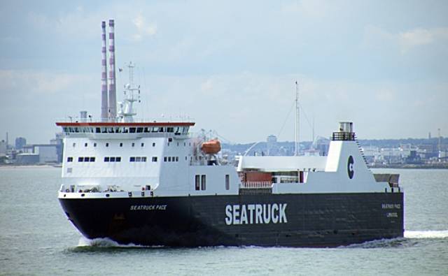 Underway in Dublin Bay, Seatruck Pace that operates for the Irish Sea operator that has been short-listed for an award at next month's Lloyd's List Global Awards