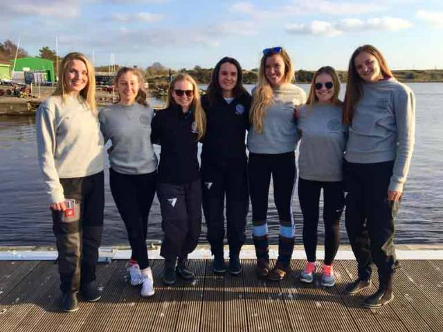 The Trinity College Sailing Team were the only overseas team at the RYA BUSA Ladies Team Racing National Championships. Left to right: Jayne Dolan, Caoilainn O’Regan, Caitlin Waters (captain), Sophie Whelton, Sorcha Donnelly, Sarah Greene (sub), Sophie Kinirons 