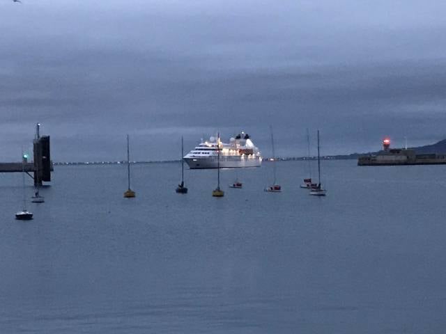 Star Breeze makes a first call this season to Dun Laoghaire Harbour yesterday. The small 212 guest capacity ship operating at the high-end of the luxury market is to make a repeat call also this month. 