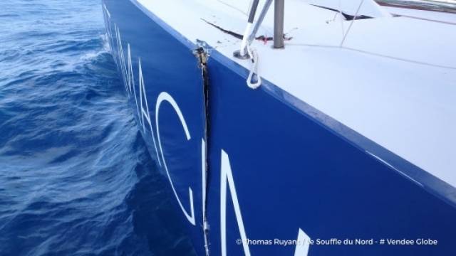 French skipper Thomas Ruyant – his boat is on the point of splitting in half