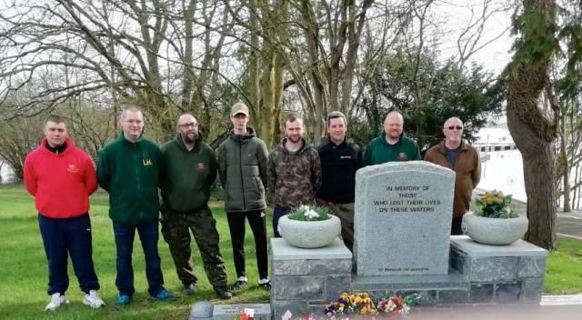 Portadown Pikers Angling Club members pictured laying wreaths at the Coosan Point Memorial