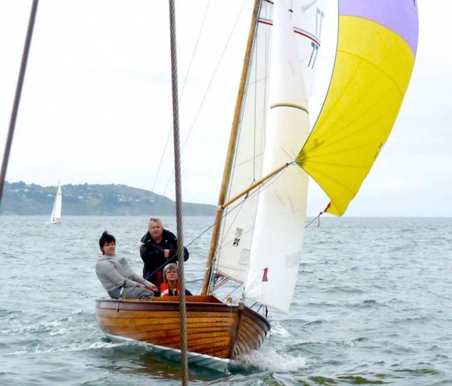 Jonathan & Carol O’Rourke (NYC) on their successful Mermaid Class Tiller Girl in happier times