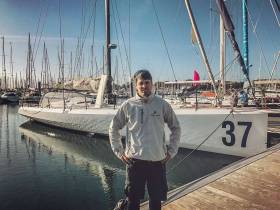 Nicholas &#039;Nin&#039; O&#039;Leary at Dun Laoghaire Marina with his IMOCA 60