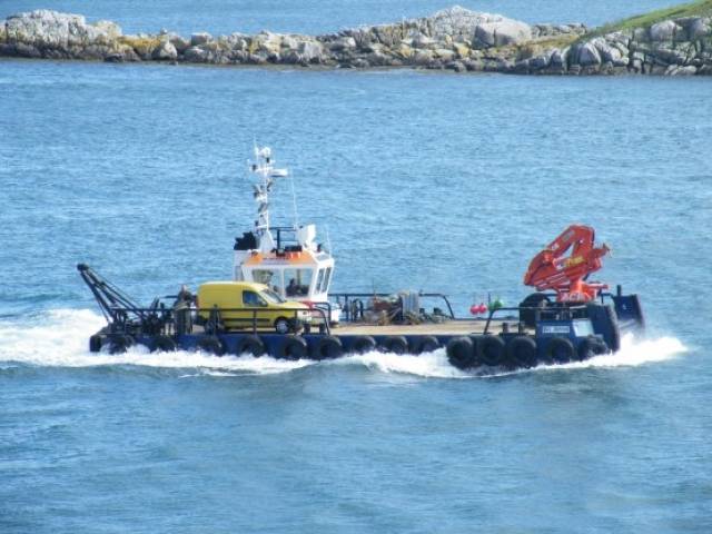 Multicat workboat, Sgt Pepper seen making a transit of Dalkey Sound, was among the recent customers of Mooney Boats, Co. Donegal