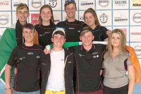 Some of the Ireland youth sailors who competed at the European Youth Laser Championship 2017  (back row from left) Conor Quinn, Tara Coveney, Ewan MacMahon, Nell Staunton (front row from left) Jamie MacMahon, Loghlen Rickard, Johnny Durcan and Sally Bell 