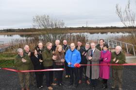 Minister Naughten launches the developments at The Mudflats in Carrick-on-Shannon with IFI chief Dr Ciaran Byrne, local landowners, politicians and IFI team members
