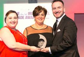 Irish Ferries Marie McCarthy (centre) and Dermot Merrigan pictured receiving the &#039;Best Ferry Company 2017&#039; award from Blaithin O’Donnell of Air Canada at the 26th Irish Travel Trade Awards ceremony held in Dublin recently
