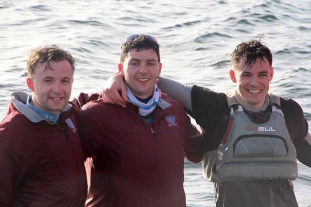 The three winning Dublin University helms at Clifden were (left to right) Dan Gill, Scott Flanigan and Richard d”Esterre Roberts