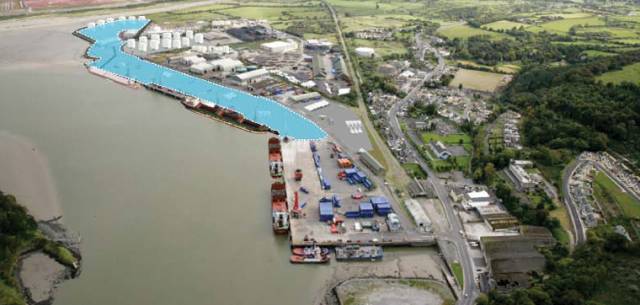 Superimposed area of infilled Foynes Jetty Extension project, one of two contracts awarded by SPFC to Abco Marine 