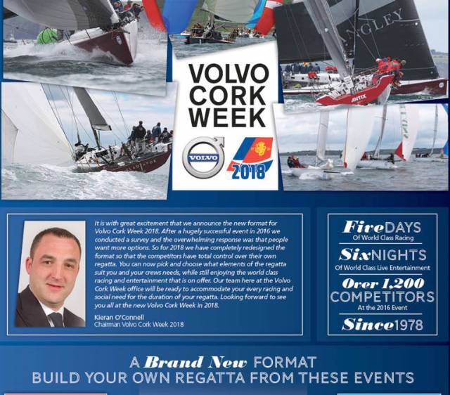 Volvo Cork Week 2018 will offer sailors racing options in a brand new format as revealed in today's Notice of Race published by RCYC. Download the full NOR below