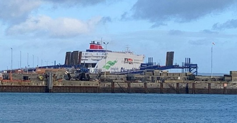The ferry arrived (at Holyhead, north Wales) after a 10,000 mile voyage from the Chinese shipyard where it was built