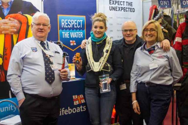 Members of the RNLI Community Safety Team at the Ireland Angling 2018 exhibition in Swords; John McKenna, Laura Jackson, Colm Plunkett and Miryam Harris. They were helping to raise awareness about the importance of wearing lifejackets, carrying personal locator beacons and having an effective means of communicating in the event of an emergency for any one taking part in angling or water sports