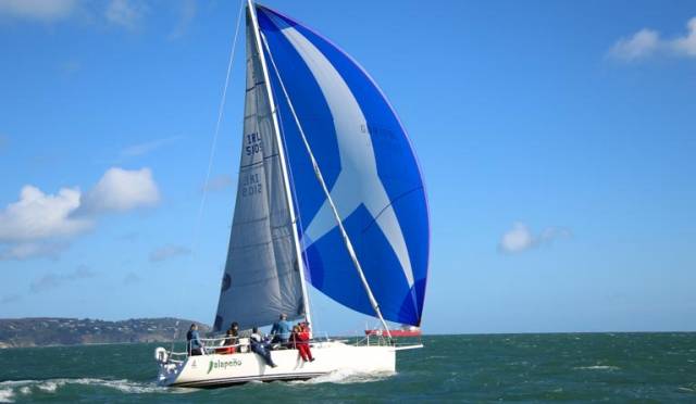 The J109 Jalapeno set a course record in reaching the Kish lighthouse in 51 minutes in today's DMYC race from Dun Laoghaire