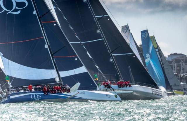 The Rolex Fastnet Race's largest monohull yachts at the start of the 2017 race