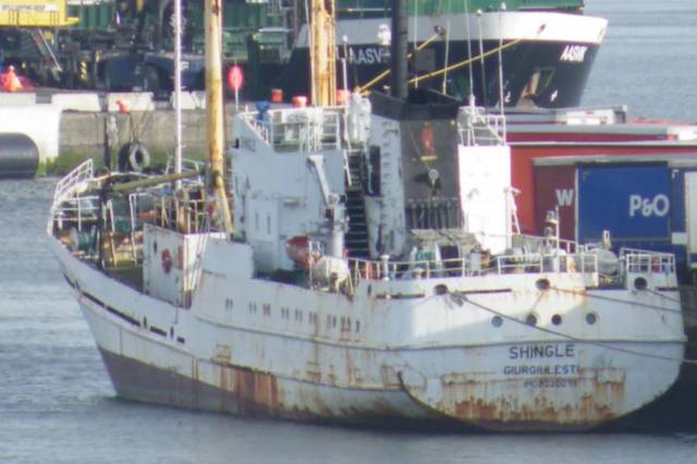 The MV Shingle berthed in Dublin Port
