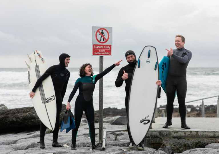 Surfers and boarders at the launch of Doolin Surfest 2020