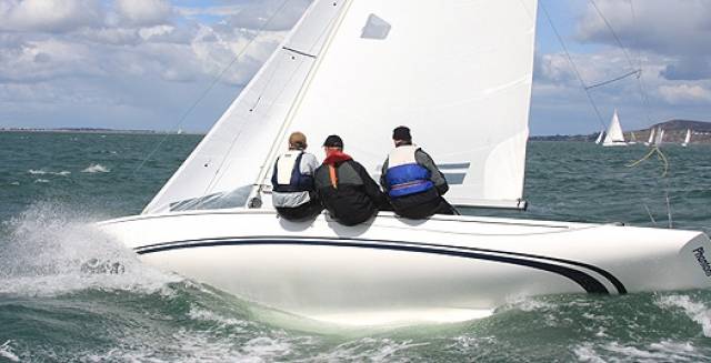Flying the ‘D’– The Dragon 'Phantom' in action in a Dublin Bay Sailing Club race. Phantom was the winning yacht in the 2015 National Championships sailed in June Photo: David O'Brien