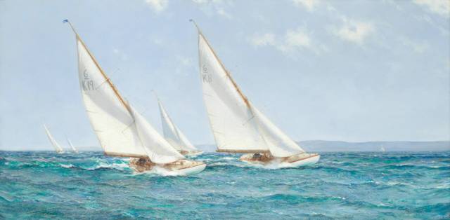 ‘Racing for the Corinthian Challenge Cup on Lough Derg’ by Montague Dawson, which was sold at auction in London on 1 May
