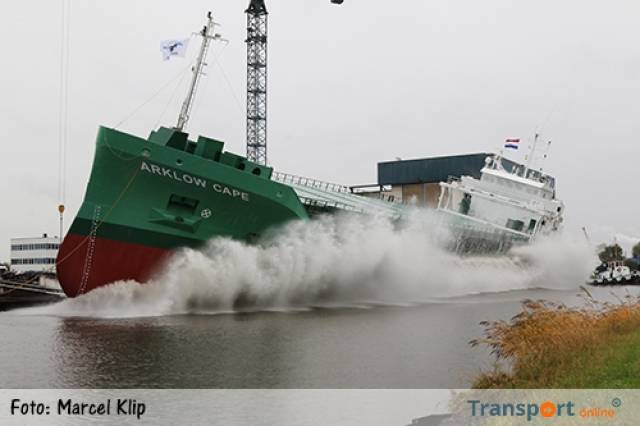 Arklow Cape was launched today in the Netherlands and will join the Irish flagged fleet with a port of registry at Arklow. Initially she flies the Dutch flag (see mainmast) before been officially handed over to her Irish owners. 